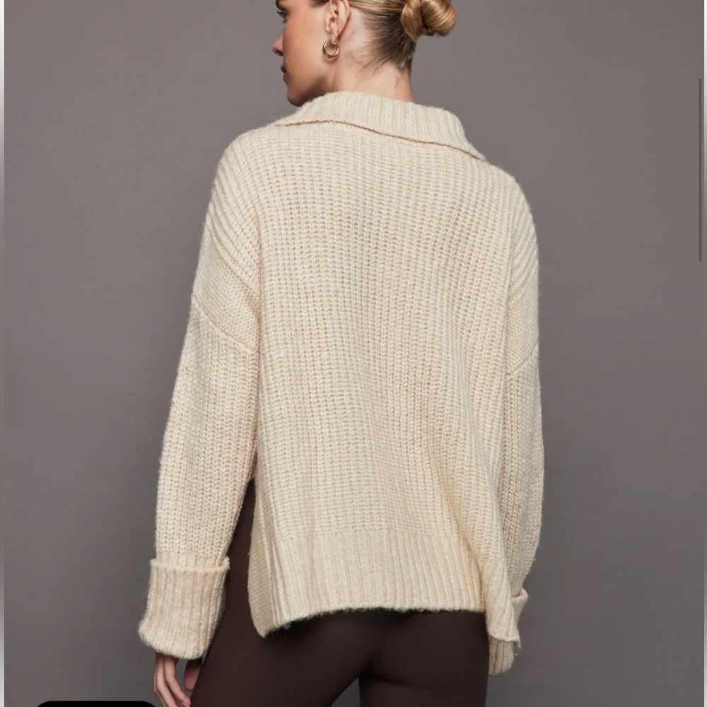 VARLEY Amelia Half Zip Knit Color Birch Size XL - Picture 3 of 13